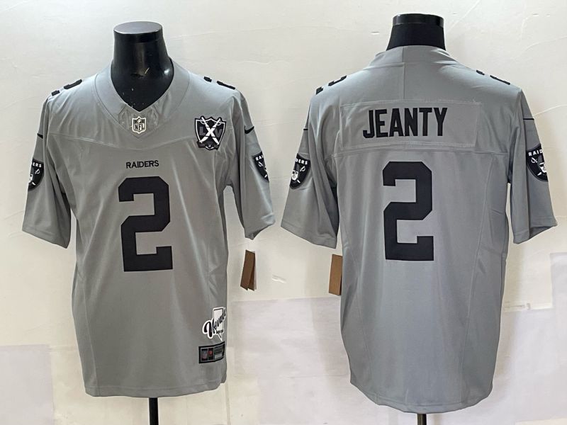 Men 2025 Oakland Raiders #2 Jeanty Grey Retro Third Generation Nike Limited NFL Jersey style 01->oakland raiders->NFL Jersey